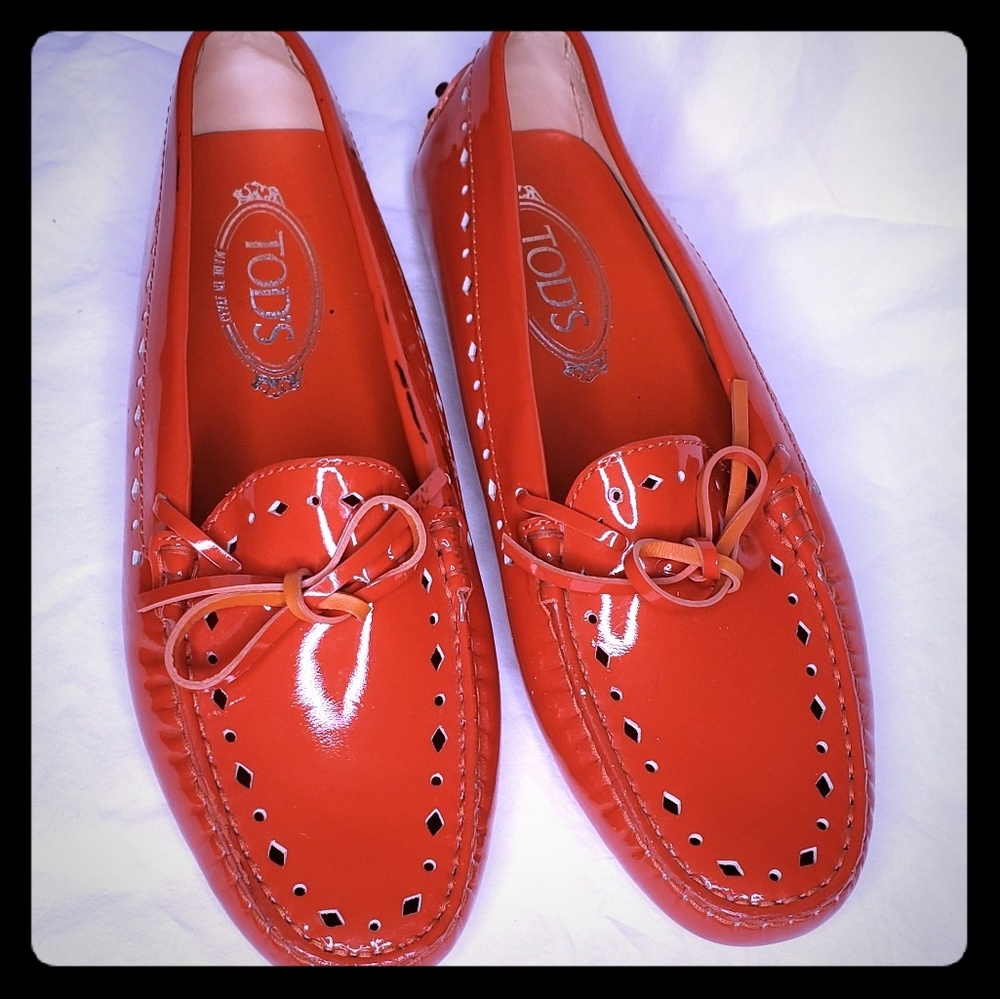 Tod's Red Patent Leather Loafers